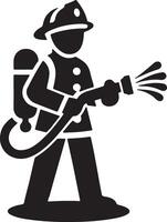 Flat design fireman silhouette isolated on white background vector