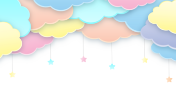 Childish Frame of Clouds Flat Colorful png
