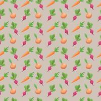Seamless pattern with onions, carrots and beets. Can be used for tablecloths, kitchen towels. illustration vector