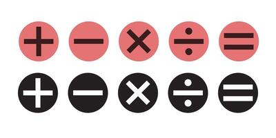 Math Icons Set Plus, minus, division, multiplication, and equality vector