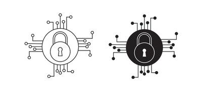 Cyber security icon, artificial intelligence keyhole icon , cyber security outline style illustration isolated on white background vector