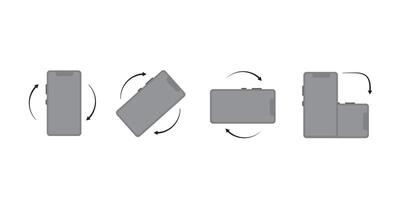 Rotate smartphone icon set. Turn phone around icon collection.Device rotation sign.Rotate phone symbol. vector
