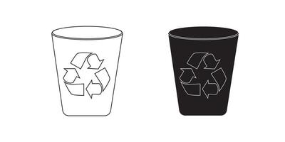 Waste Management And Recycle Concept With Different Types Of Garbage Containers Sorted by Paper, Glass, Metal, Plastic And Waste. vector