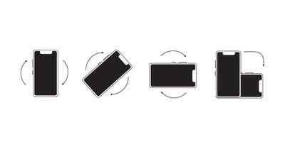Rotate smartphone icon set. Turn phone around icon collection.Device rotation sign.Rotate phone symbol. vector