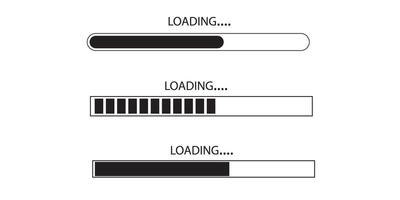 Loading icon set. Set loading bar progress icons isolated on transparent background. Download progress icons vector