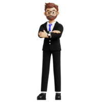 Business man with folded hands 3d character illustration for uiux, web, app, infographic, etc png