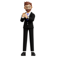 Happy businessman clapping hands 3d character illustration for uiux, web, app, infographic, etc png