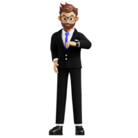Business man checking time 3d character illustration for uiux, web, app, infographic, etc png