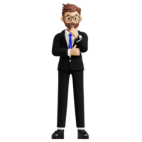 Business man thinking solution 3d character illustration for uiux, web, app, infographic, etc png