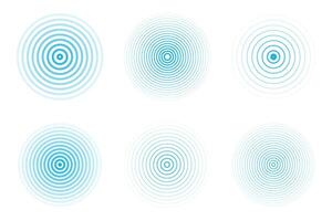 Concentric ripple circles set. Seismic Earthquake alert radar. Radial signal, sonar wave, soundwave rings. touch effect or pulse vector