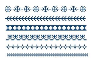 Pixel Border snowflake winter decoration elements. Divider patterns y2k. Simple minimal. Holiday Chirtmas frame. vector