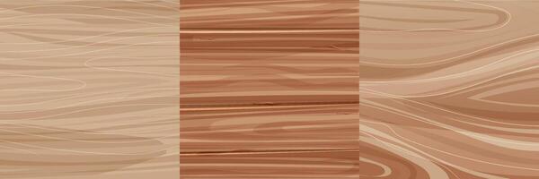 Set wood templates annual rings texture top view surface. Tree material, plank or panel. Stamp of tree trunk natural timber. vector