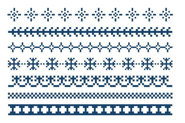 Pixel Border snowflake winter decoration elements. Divider patterns y2k. Simple minimal. Holiday Chirtmas frame.