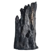 Unique black wood stump displayed against a plain background, showcasing its rough texture and natural hollow formations png