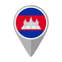 Cambodia Flag on Location Pin vector