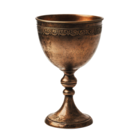 Antique bronze goblet with intricate design on the rim, showcasing vintage craftsmanship png