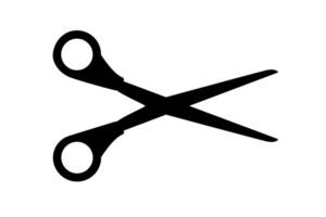 Scissors icon. Simple silhouette of open scissors. Scissors logo icon. Cut here sign. Stock illustration isolated on a white background vector