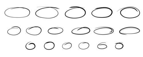 Sketch highlight ovals line. vector
