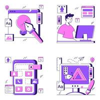 Set of Web Designing Flat Illustrations vector
