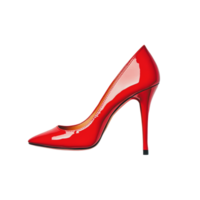 Elegant red high heel shoe with pointed toe design png
