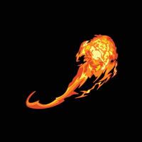 cartoon flame fireball effect element vector