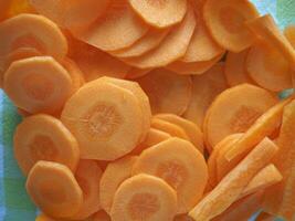 sliced carrots top view background photo