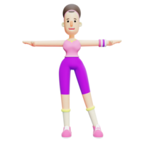 Female Character in Warm-Up Pose with Arms Outstretched. Cartoon Character png