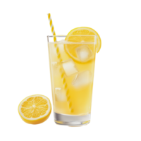 Refreshing lemonade with ice and lemon slices png