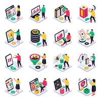 Pack of Big Data and Data Science Isometric Illustration vector