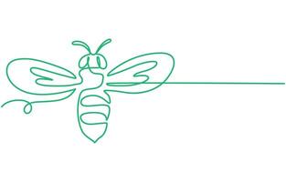 Continuous one line drawing decorative bee for farm logo identity vector