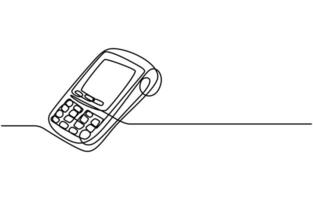 continuous line drawing payment card machine illustration vector