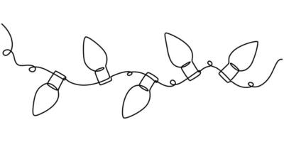 Christmas Lights Continuous Line Drawing vector