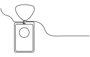 Continuous one line drawing employee identification card vector