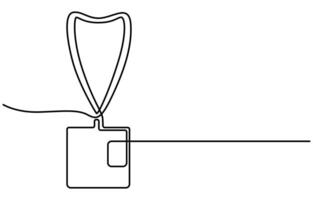 Continuous one line drawing employee identification card vector