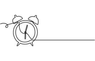 continuous one line drawing of an alarm clock vector