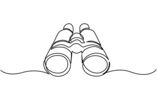 Continuous one line drawing of binoculars illustration vector