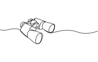 Continuous one line drawing of binoculars illustration vector