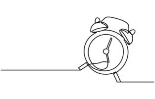 continuous one line drawing of an alarm clock vector
