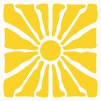 retro groovy background with bright sunburst in style 60s, 70s vector