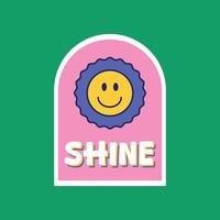 Trendy colorful stickers with smiling face and text vector