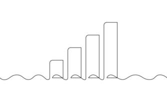 Continuous line drawing of graph icon business. Illustration of growth chart. Object one line. Single line art vector