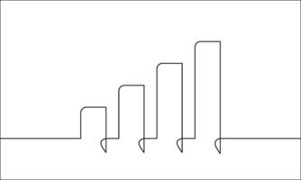 Continuous line drawing of graph. Illustration of chart. Bar icon design. Business growth. Object one line. Single line art. illustration vector