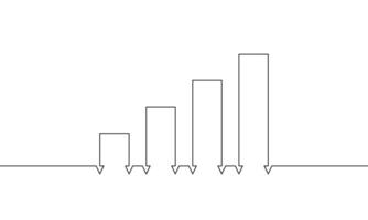 Continuous line drawing of graph business icon. Illustration of bar chart. Flat icon one line. Single line art vector