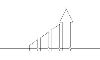 Illustration of graph. Continuous line drawing of arrow up. Single line art of business growth. Arrow up icon one line. Bar chart vector