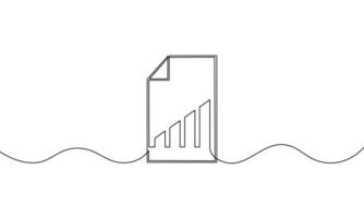 Continuous line drawing of graph icon. Illustration of financial chart document. Business growth. Bar chart on paper. Object one line. single line art vector