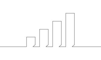 Continuous line drawing of graph icon. Illustration of bar chart. Business growth sign symbol. Object one line. Single line art vector