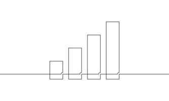 Continuous one line drawing of graph. Illustration of arrow up. Single line art of busines growth icon. Increasing arrow up sign symbol vector