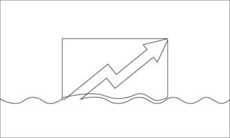 Continuous line drawing of arrow up. Illustration of increasing arrow. Bar chart. Business growth icon. Object one line. Single line art vector