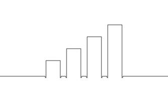 Continuous line drawing of growth graph. Illustration of bar chart icon. Single line art of business. Object one line vector
