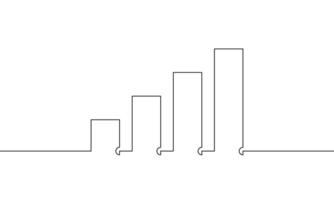 Continuous line drawing of graph. Illustration of business growth. Growth graph icon sign symbol. Bar chart. Object one line. Single line art vector